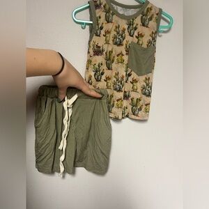 Boys Bamboo Cactus Outfit Size 18M